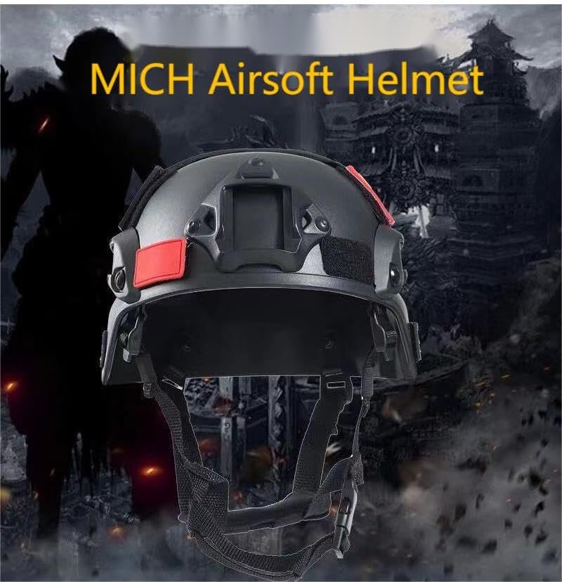 YBJMSFA MICH Airsoft Helmet and Mask Set,Airsoft Maskwith Detachable Anti-Fog Goggles Protective Full Face Tactical Mask for CS Airsoft Shooting Halloween Cosplay Cycling Party - Image 4